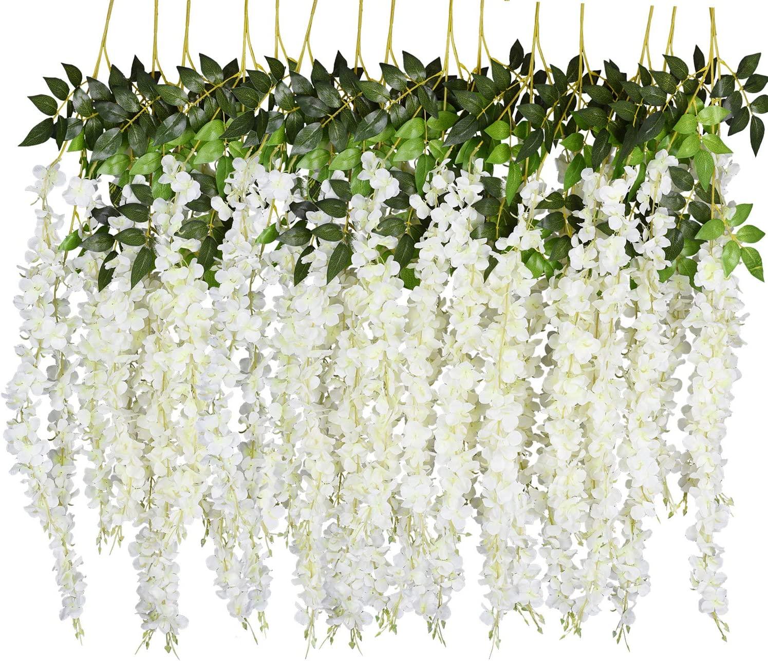 Artificial Fake Wisteria Vine Ratta Hanging Garland Silk Flowers String Home Party Wedding Decor - Lasercutwraps Shop