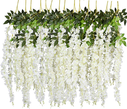 Artificial Fake Wisteria Vine Ratta Hanging Garland Silk Flowers String Home Party Wedding Decor - Lasercutwraps Shop