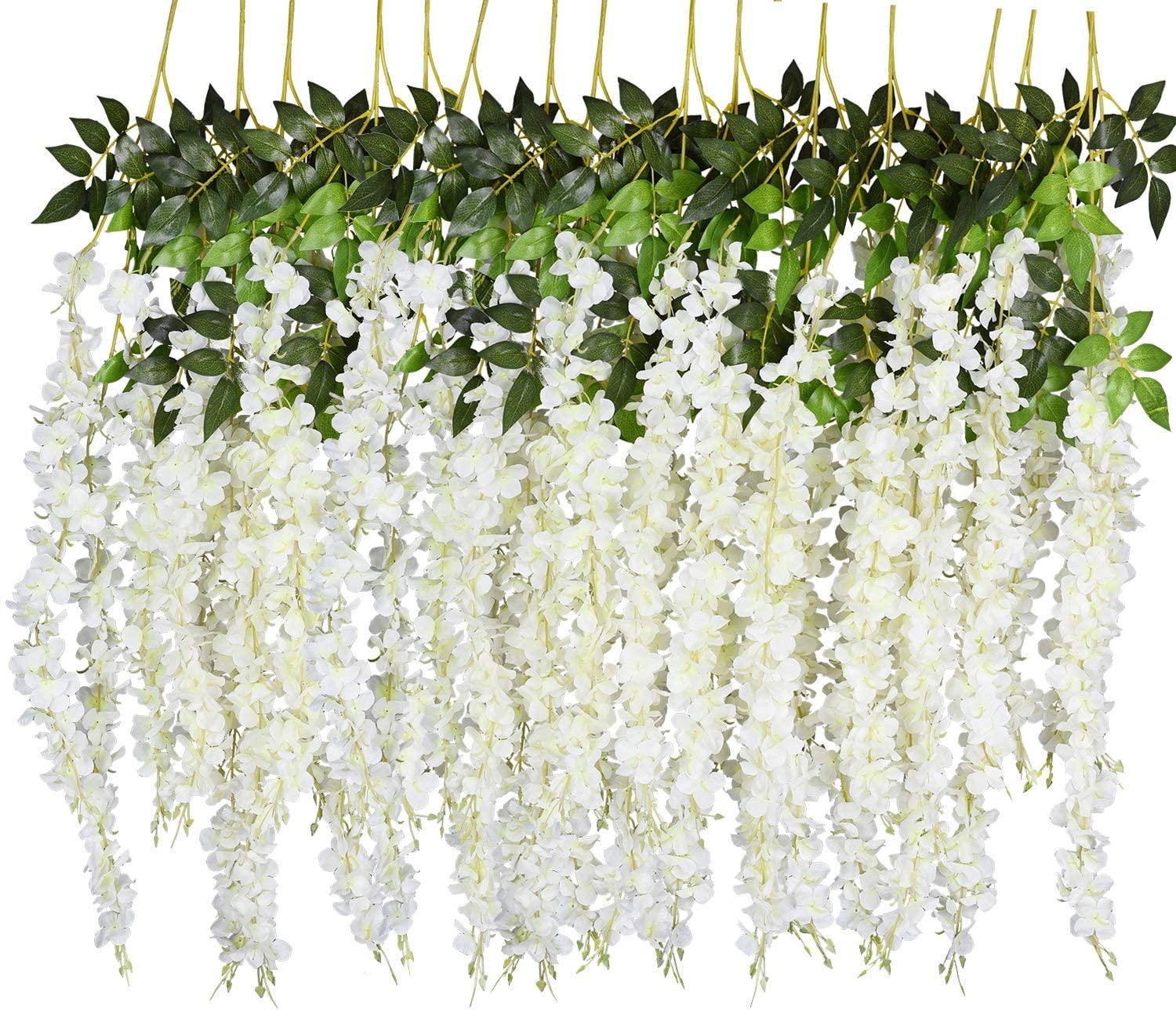 Artificial Fake Wisteria Vine Ratta Hanging Garland Silk Flowers String Home Party Wedding Decor - Lasercutwraps Shop