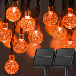 Solar String Lights Outdoor Waterproof, 2 Pack 60 LED 36.5 FT Each, Crystal Globe Lights with 8 Lighting Modes - Lasercutwraps Shop