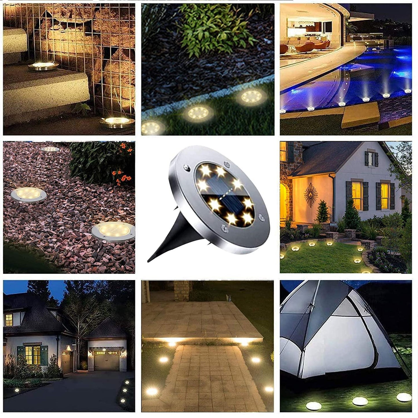 Solar Ground Lights, Waterproof Solar Garden Lights, Upgraded Outdoor Garden Waterproof Bright in-Ground Lights - Lasercutwraps Shop