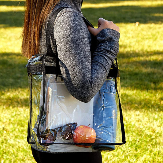 Stadium Approved Clear Plastic Tote Bags with Handles (12x12x6 In, 2 Pack) - Lasercutwraps Shop