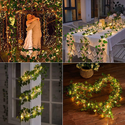 9.8ft x 9.8ft String Lights with 12pcs Artificial Ivy Vines Battery Operated Curtain Lights for Wedding - Lasercutwraps Shop