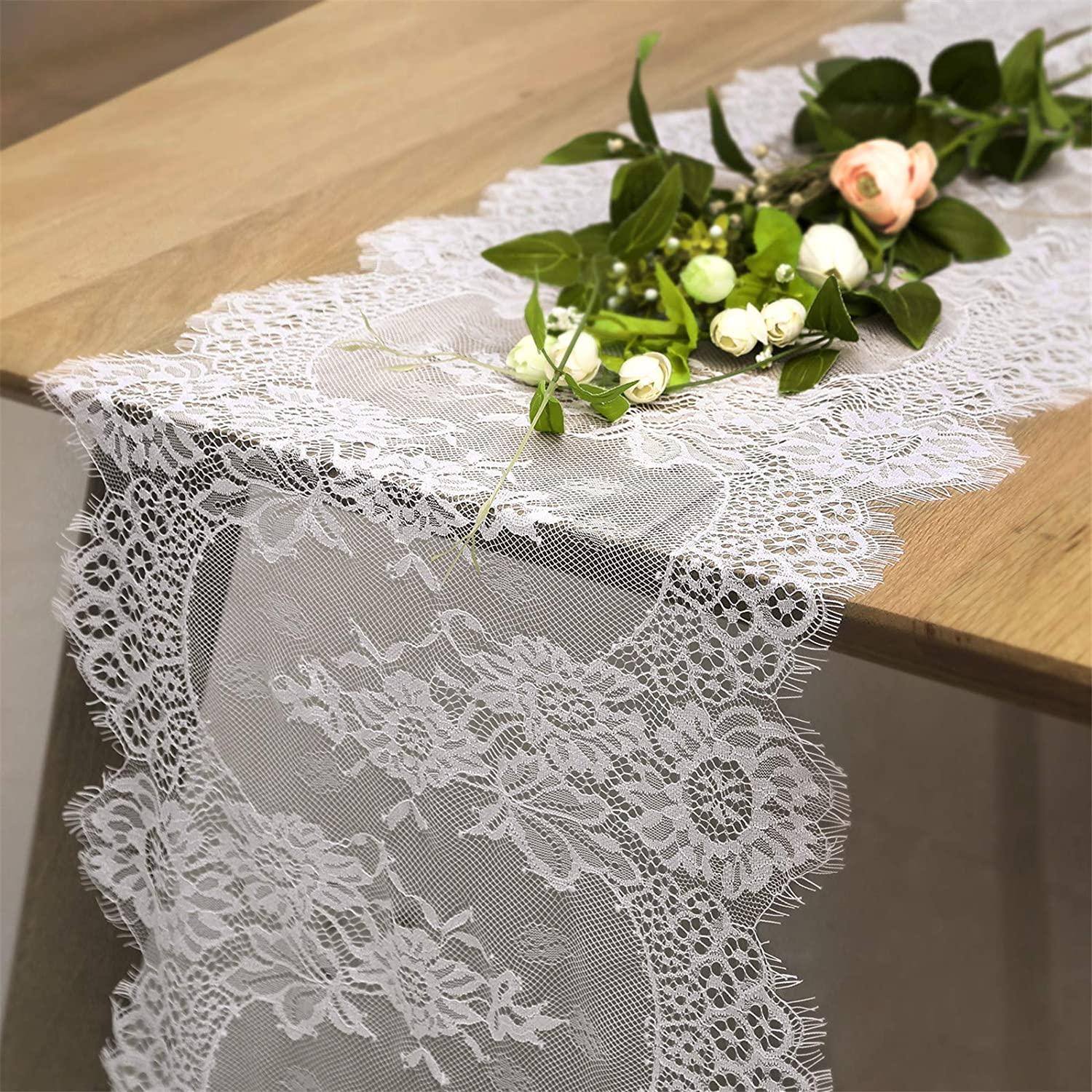 Lace Tablecloth White Wedding Tablecloths 60x120 Inch Vintage Rustic Farmhouse Table Fabric for Romantic Wedding Table Decorations - Lasercutwraps Shop
