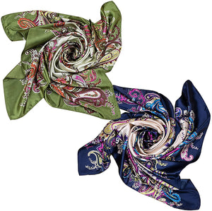 2 PCS Womens Satin Scarf Large Square Silk Feeling Head Hair Scarves Wraps for Sleeping 35 x 35 inches - Lasercutwraps Shop