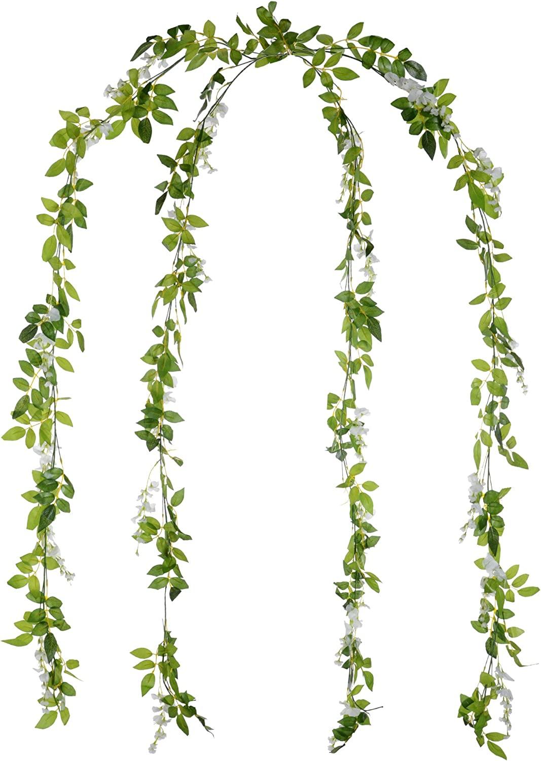 4Pcs 6.6Ft/Piece Artificial Flowers Silk Wisteria Garland Artificial Wisteria Vine Rattan Silk Hanging Flower for Ceremony Wedding Arch Decor - Lasercutwraps Shop