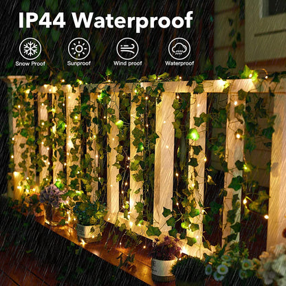 9.8ft x 9.8ft String Lights with 12pcs Artificial Ivy Vines Battery Operated Curtain Lights for Wedding - Lasercutwraps Shop