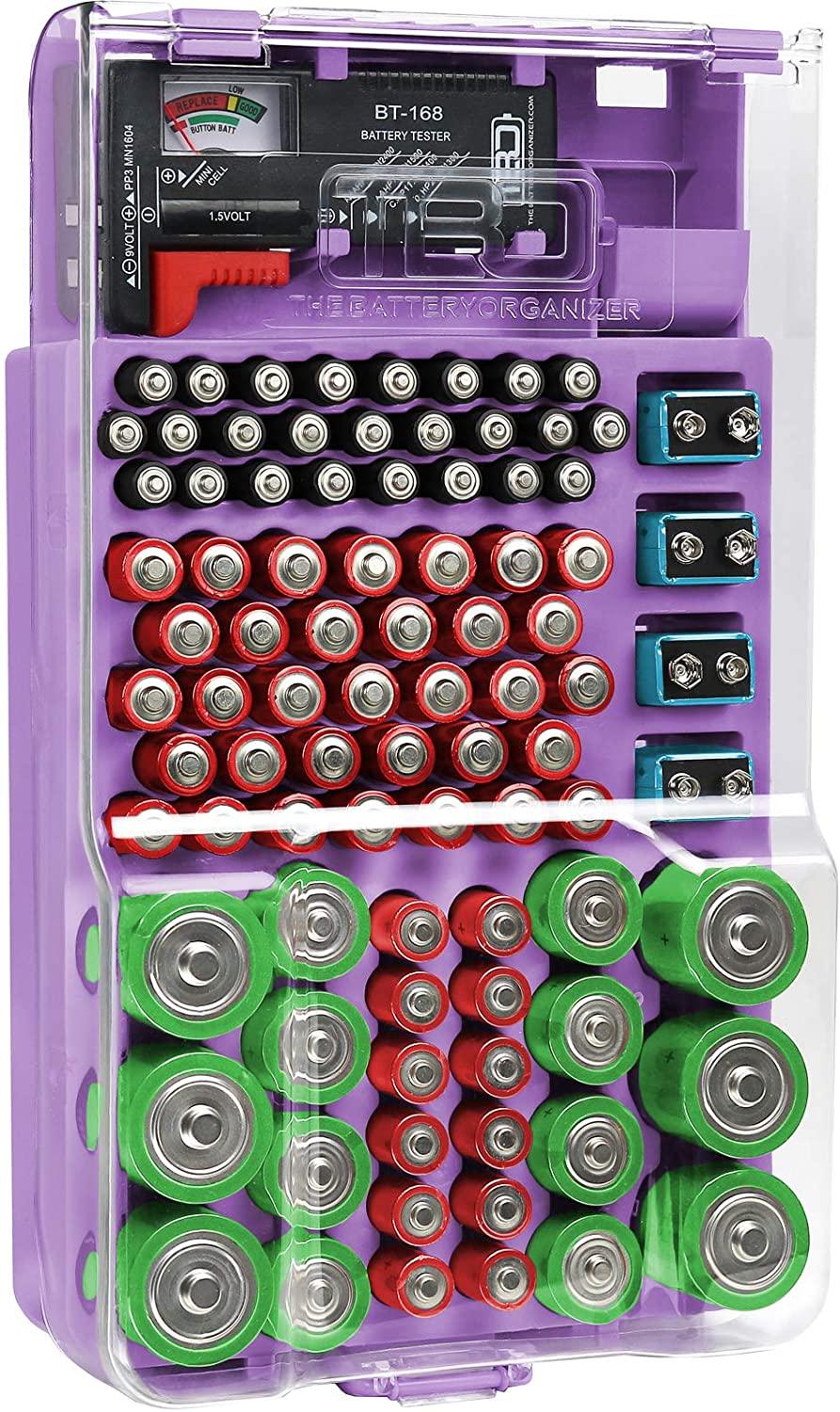 The Battery Organizer and Tester with Cover, Battery Storage Organizer and Case, Holds 93 Batteries - Lasercutwraps Shop