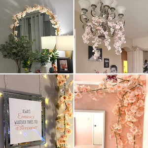 4pcs Artificial Cherry Blossom Flower Vines Artificial Flowers for Outdoors Hanging Silk Flowers Garland for Wedding Decor - Lasercutwraps Shop