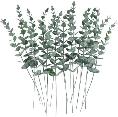 24pcs Eucalyptus Stems Decor Artificial Eucalyptus Leaves Faux Greenery Branches for Wedding Centerpiece - Lasercutwraps Shop