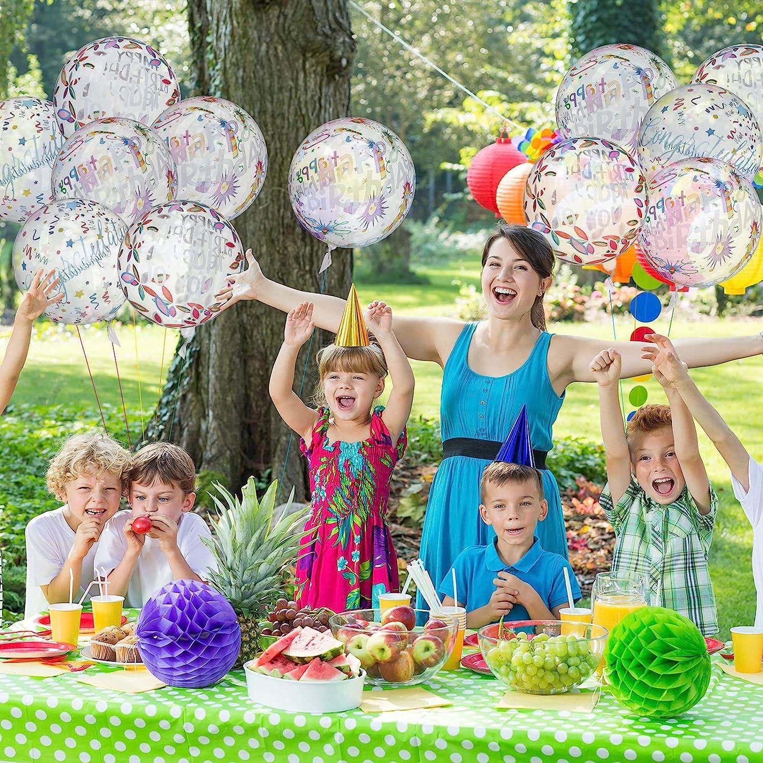 12 Pieces Happy Birthday Balloons Transparent Bobo Balloons Colorful 4D Balloons for Birthday Party Decorations - Lasercutwraps Shop