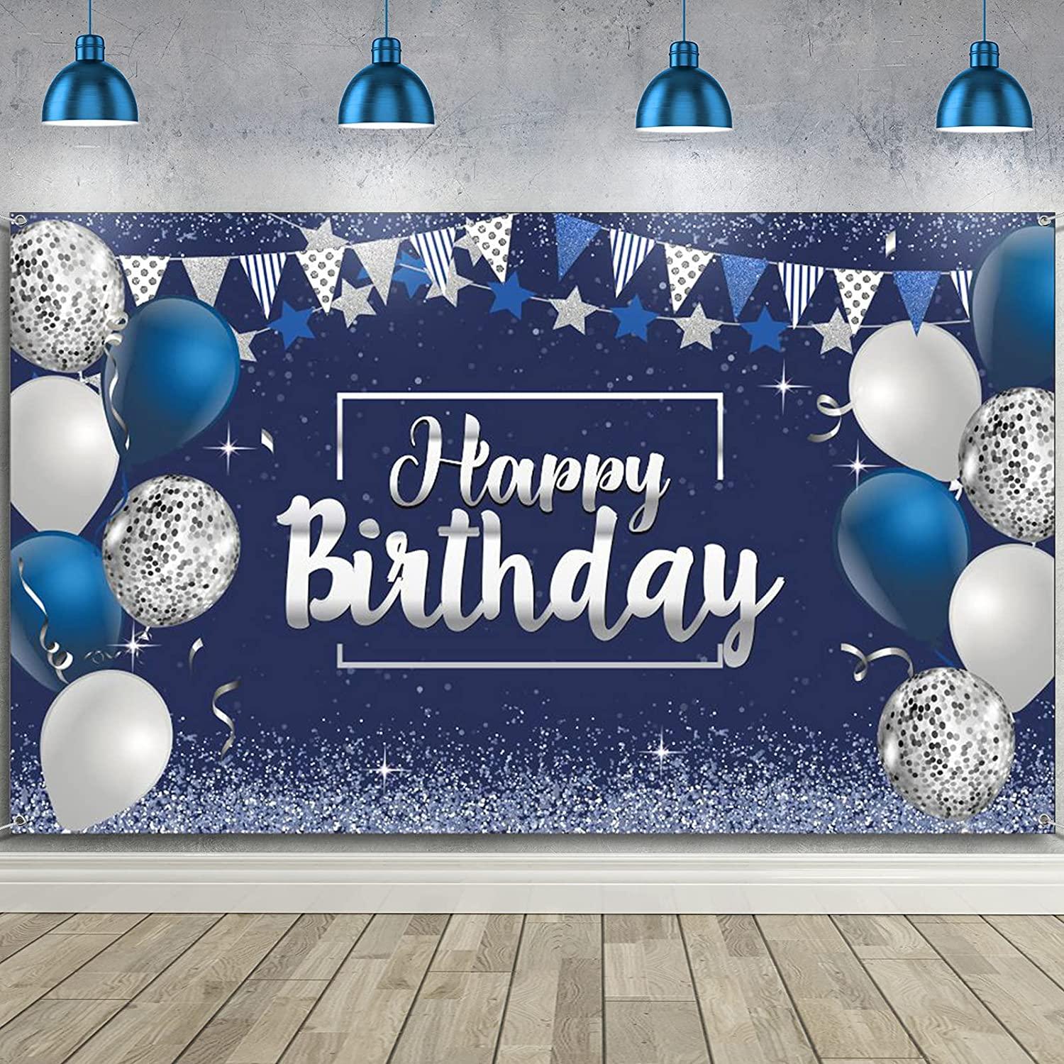 Happy Birthday Decorations Backdrop, Glitter Birthday Backdrop - Lasercutwraps Shop
