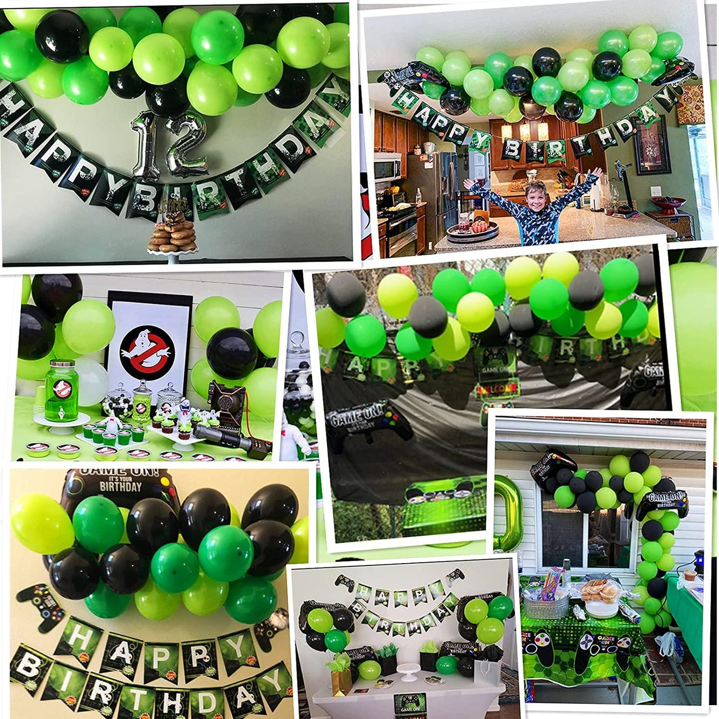 81pcs Gamer Birthday Party Decoration Kit for Boys Happy Birthday Gamer Banner Green Black Balloons Garland Arch Kit - Lasercutwraps Shop