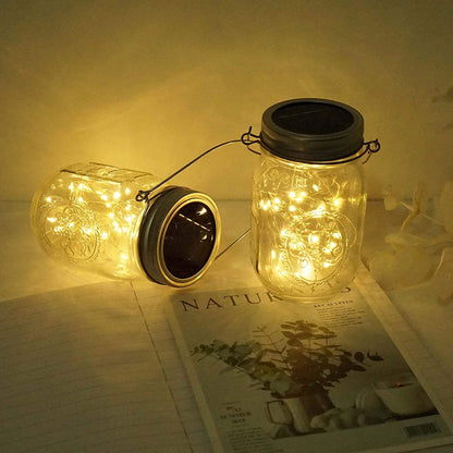 10pcs Solar Mason Jar Lid Lights, 30 LED Waterproof Firefly Fairy Lights with Hangers(No Jars) for Weddings - Lasercutwraps Shop