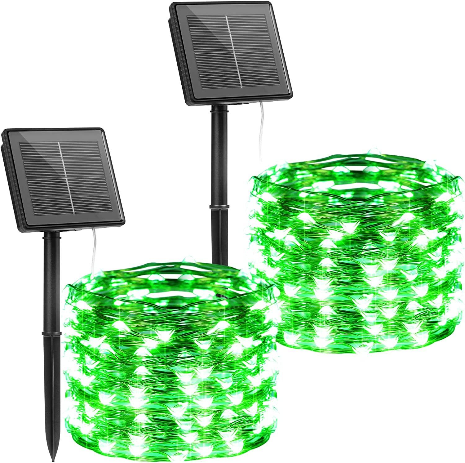Outdoor Solar String Lights, 2 Pack 33Feet 100 Led Solar Powered Fairy Lights with 8 Modes Waterproof Decoration - Lasercutwraps Shop