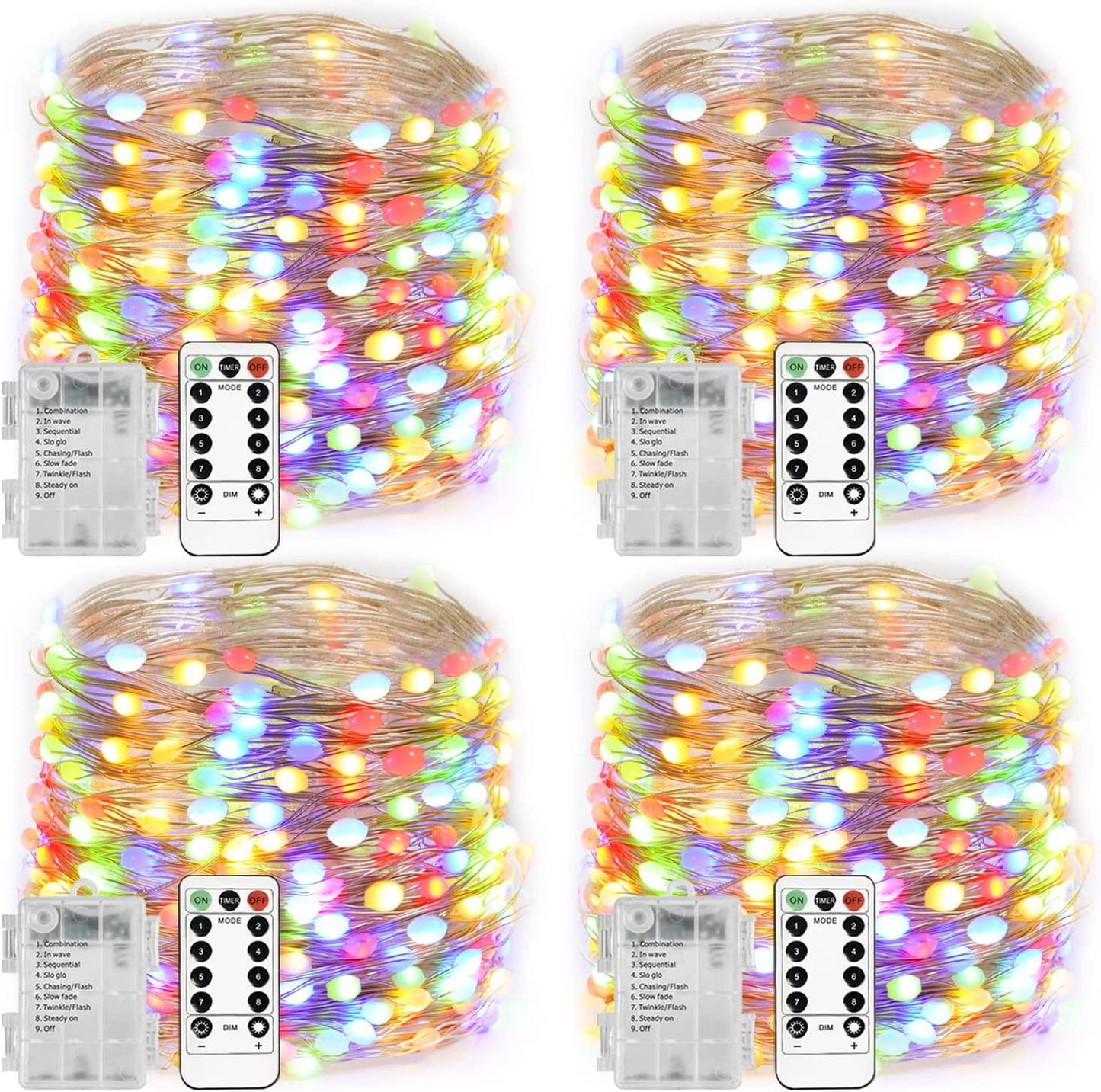 4 Pack 20 Ft 60 LED Fairy Lights Battery Operated Christmas Lights with Remote Waterproof 8 Modes Firefly Twinkle String Lights - Lasercutwraps Shop