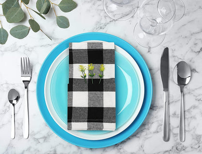 Cloth Dinner Napkin Gingham Plaid Check Fabric 18X18 Wedding Napkins, Cocktails Napkins, Fabric Napkins - Lasercutwraps Shop