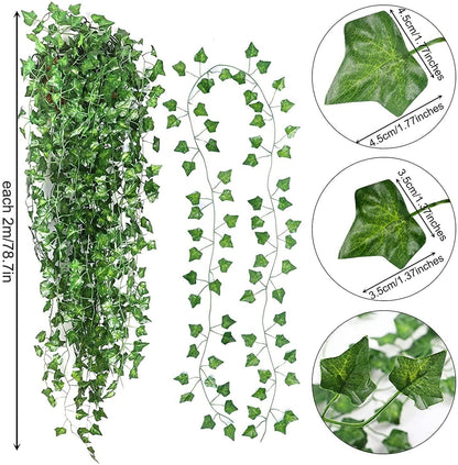 24pcs Fake Vines Fake Ivy Leaves Artificial Ivy, Ivy Garland Greenery Vines for Bedroom Decor - Lasercutwraps Shop