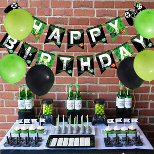 81pcs Gamer Birthday Party Decoration Kit for Boys Happy Birthday Gamer Banner Green Black Balloons Garland Arch Kit - Lasercutwraps Shop