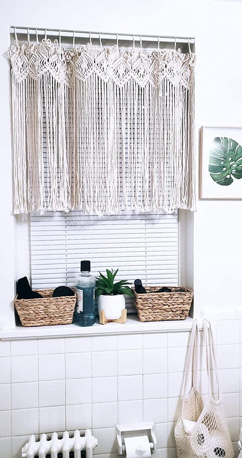 Wide Macrame Valance, 35" W x 26" H Short Window Treatments Panels Curtain - Lasercutwraps Shop