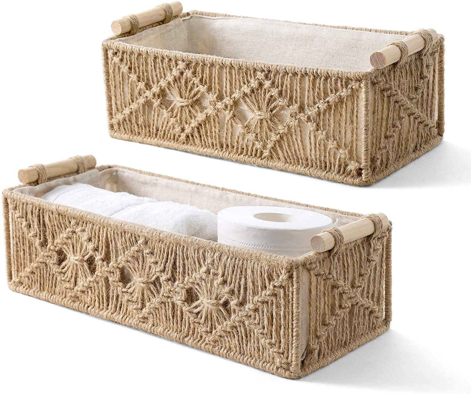 Macrame Storage Baskets Boho Decor Box Handmade - Lasercutwraps Shop