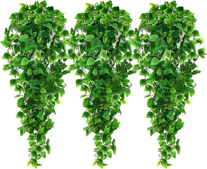 3pcs Artificial Hanging Plants, 3.6ft Fake Hanging Plant, Fake Ivy Vine for Wall - Lasercutwraps Shop