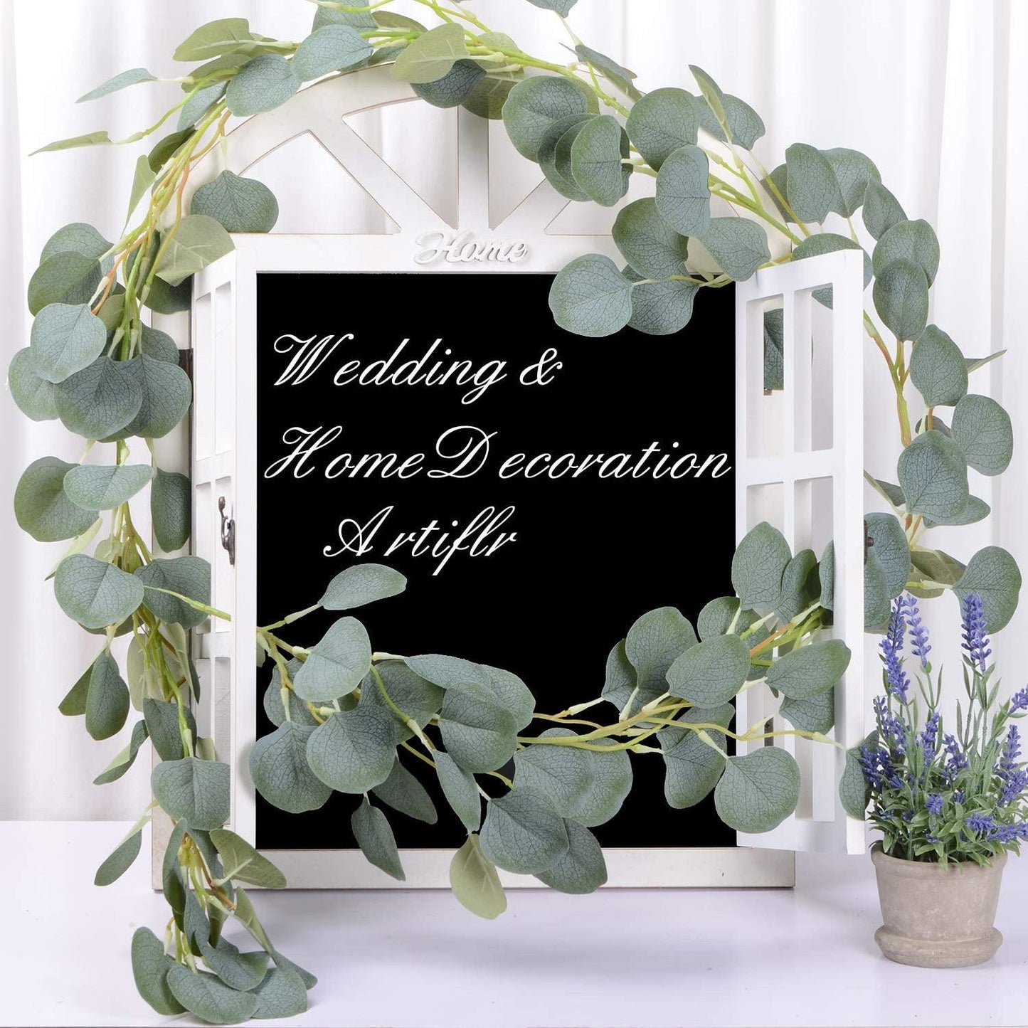 Artificial Eucalyptus Garland, 6 ft Faux Silk Eucalyptus Leaves Vines Handmade Garland Greenery Wedding Backdrop Arch Decorations - Lasercutwraps Shop