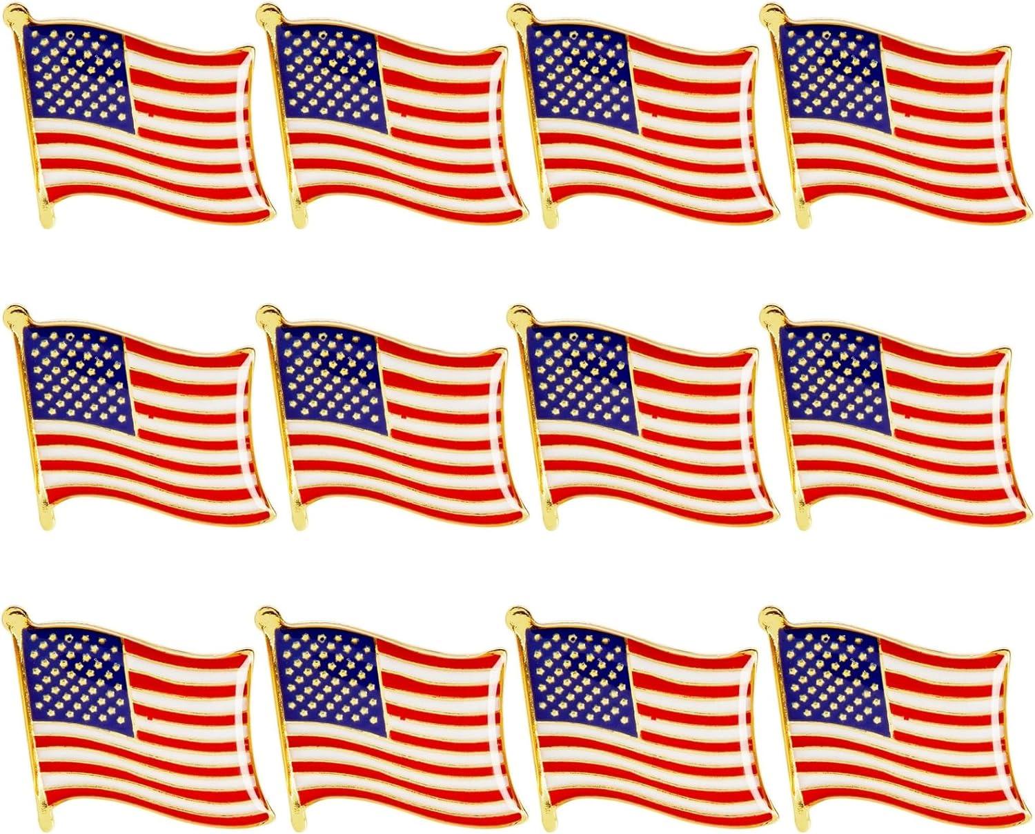 American Flag Lapel Pins (USA, Bulk, 12 Pack) - Lasercutwraps Shop