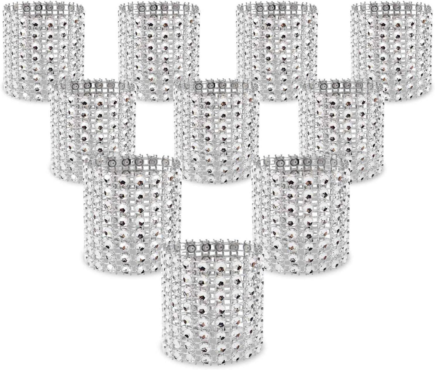 Rhinestone Napkin Rings Diamond Adornment for Place Settings, Wedding Receptions - Lasercutwraps Shop