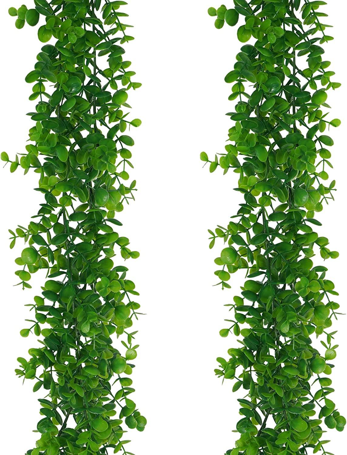 2 Pack 12ft Faux Eucalyptus Vines Greenery Garland with LED Light String Wedding Backdrop Arch - Lasercutwraps Shop