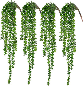 4pcs Artificial Succulents Hanging Plants Fake String of Pearls for Wall Home Garden Decor (24 Inches Each Length) - Lasercutwraps Shop