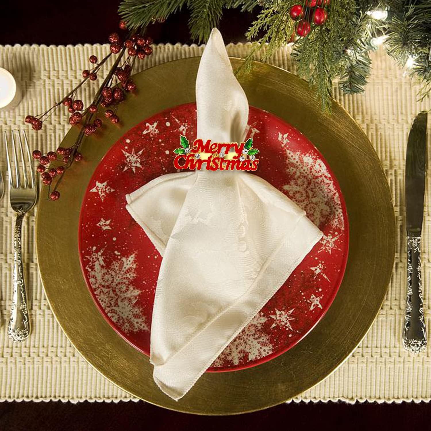 Christmas Napkin Rings Set of 12,Napkin Rings Holders for Christmas Dinning Table Setting Wedding Receptions, Christmas - Lasercutwraps Shop