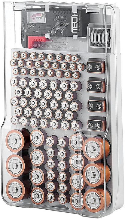 The Battery Organizer and Tester with Cover, Battery Storage Organizer and Case, Holds 93 Batteries - Lasercutwraps Shop