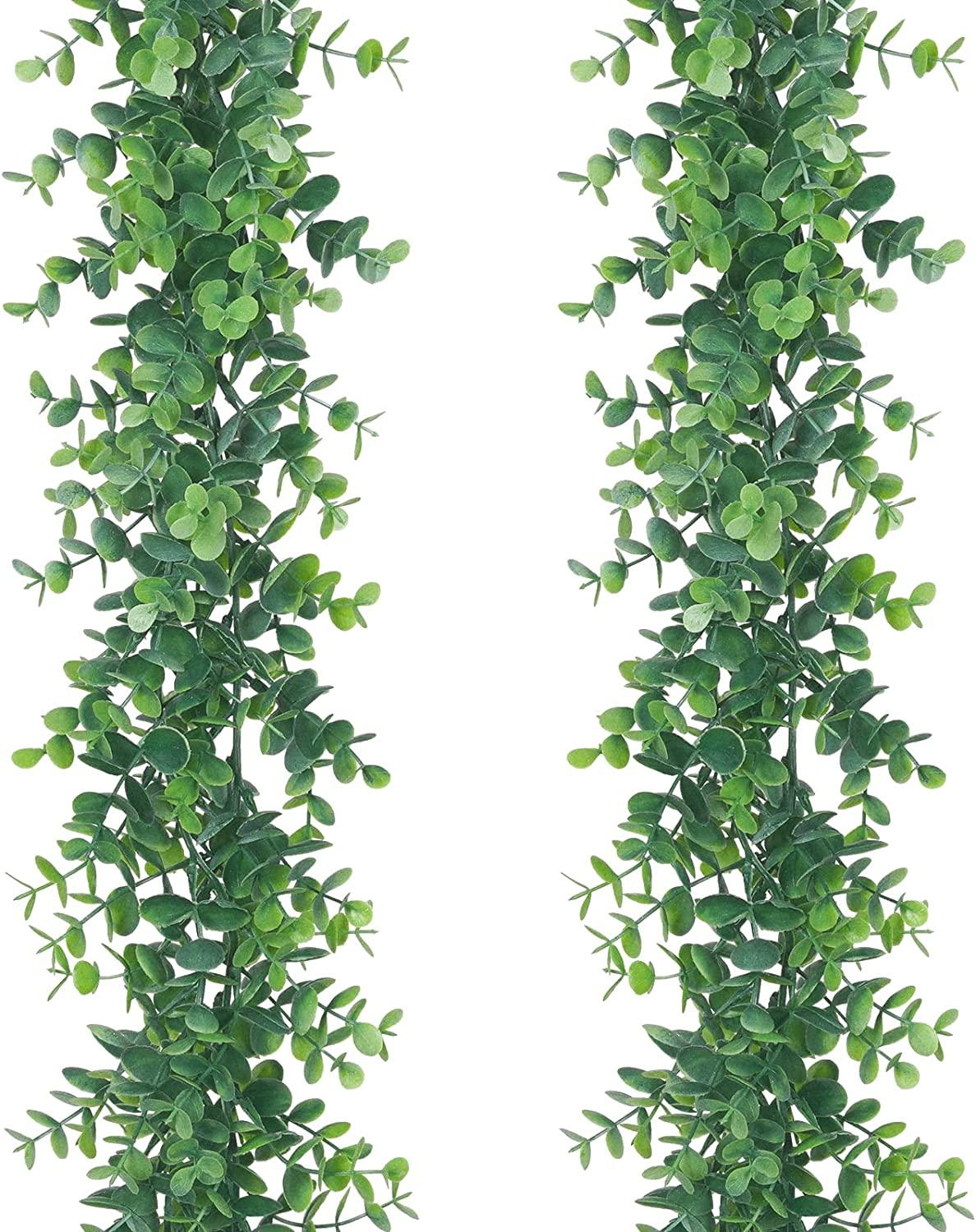 2 Pack 12ft Faux Eucalyptus Vines Greenery Garland with LED Light String Wedding Backdrop Arch - Lasercutwraps Shop