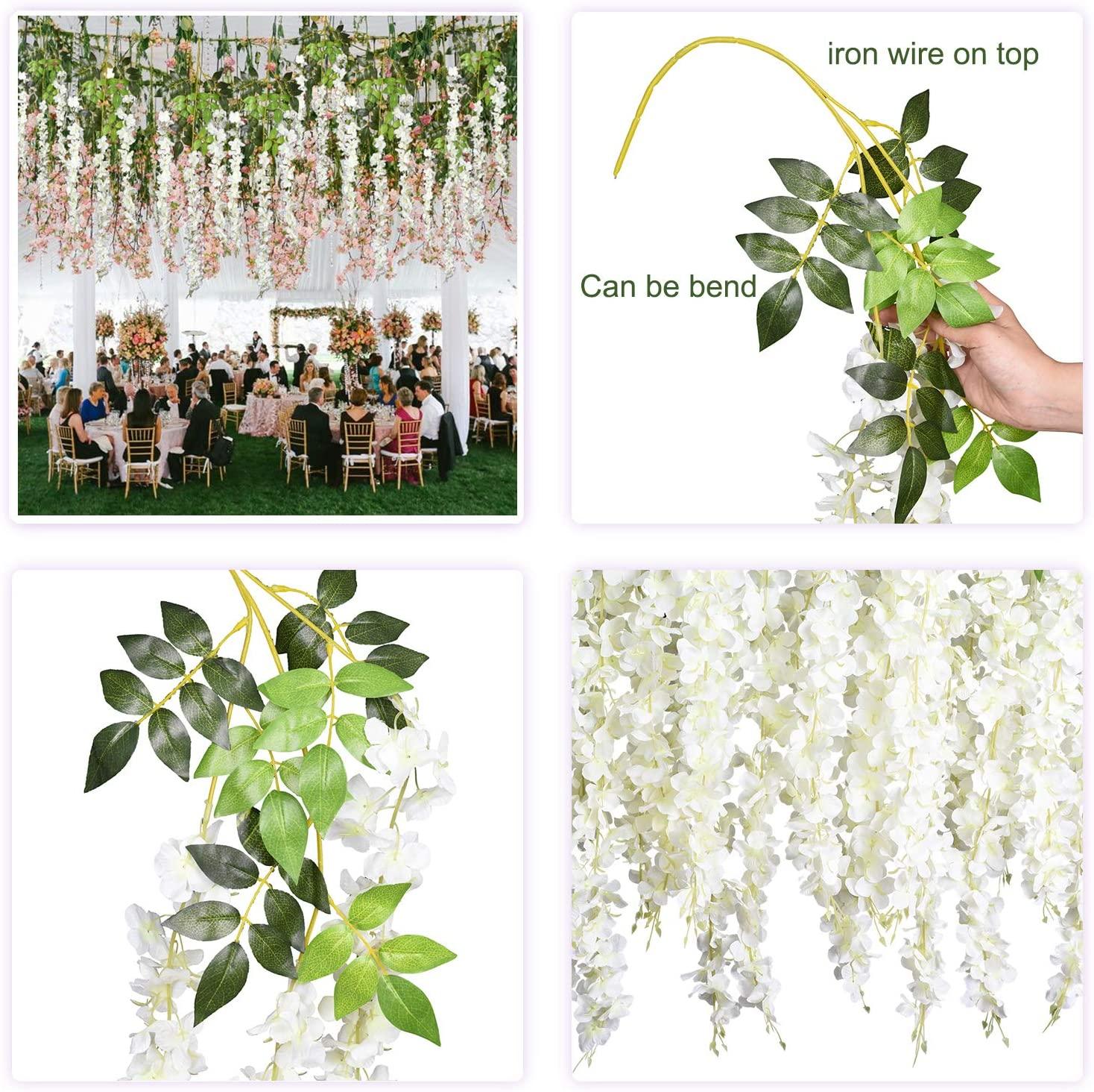 Artificial Fake Wisteria Vine Ratta Hanging Garland Silk Flowers String Home Party Wedding Decor - Lasercutwraps Shop