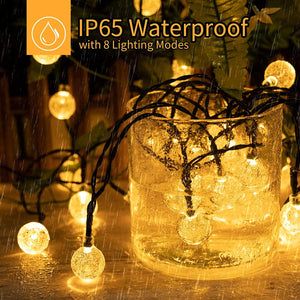 Solar String Lights Outdoor Waterproof, 2 Pack 60 LED 36.5 FT Each, Crystal Globe Lights with 8 Lighting Modes - Lasercutwraps Shop