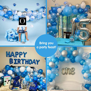 130pcs Blue Balloons Garland Arch Kit, Royal Blue and Baby Blue White Chrome Sliver Balloons Arch for Shower Birthday Graduation Party Decorations - Lasercutwraps Shop