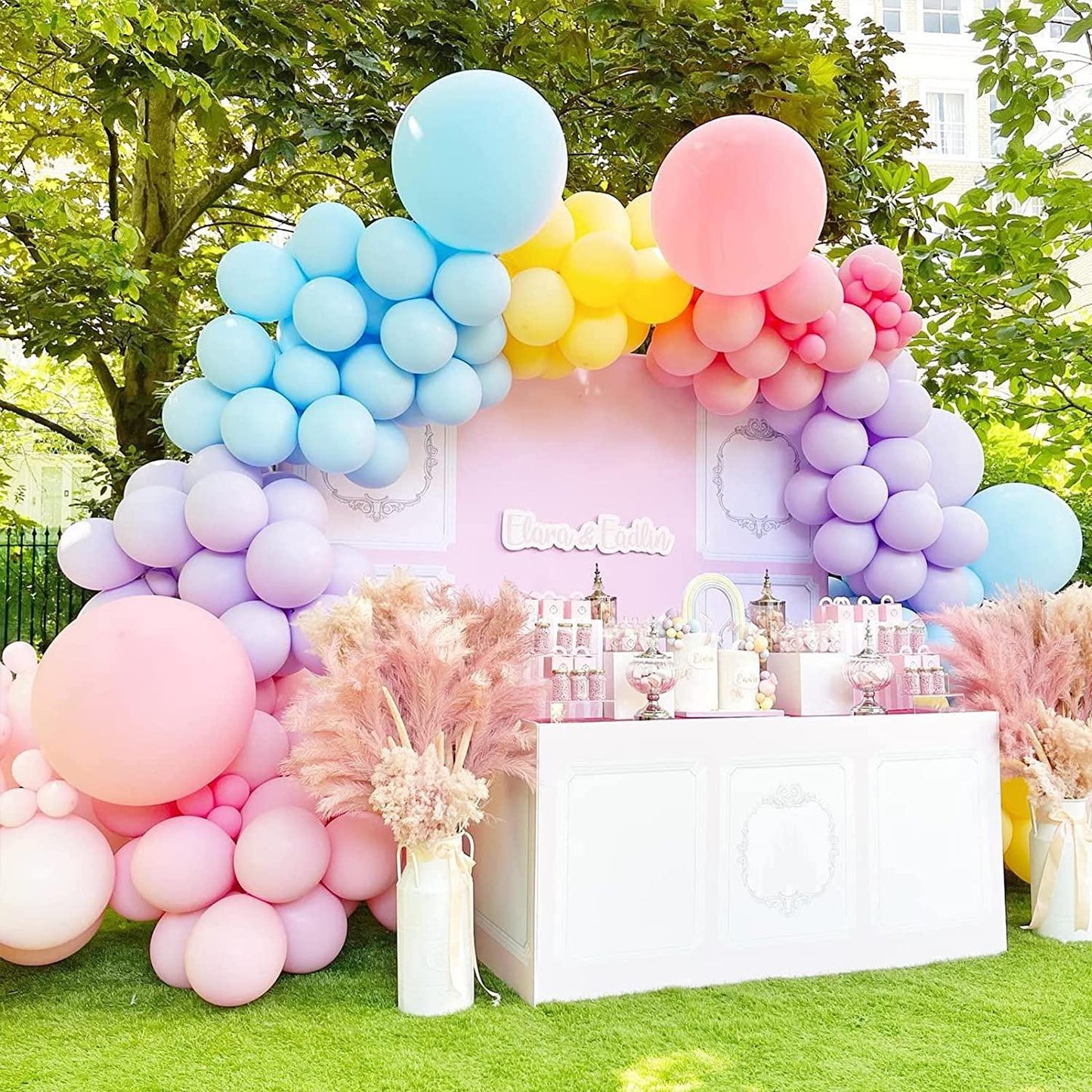 189PCS Pastel Balloons Garland Arch Kit Macaron Rainbow Balloons Purple Blue Pink Yellow Latex Balloon - Lasercutwraps Shop