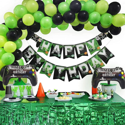 81pcs Gamer Birthday Party Decoration Kit for Boys Happy Birthday Gamer Banner Green Black Balloons Garland Arch Kit - Lasercutwraps Shop