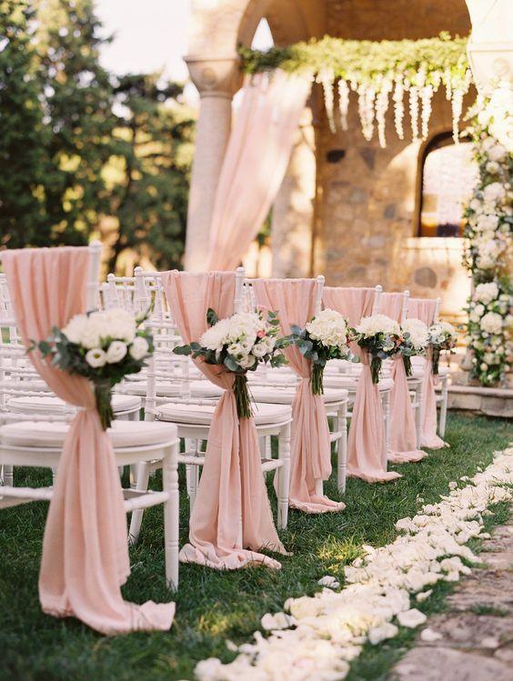 Wedding Arch Decorations 2 Panels 6 Yards White and Light Peach Chiffon Arch Drapes for Wedding Ceremony - Lasercutwraps Shop