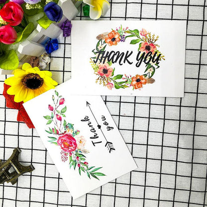 Floral Thank You Cards With Envelopes 48 Bulk 4 X 6 Inch for Wedding Baby Shower - Lasercutwraps Shop