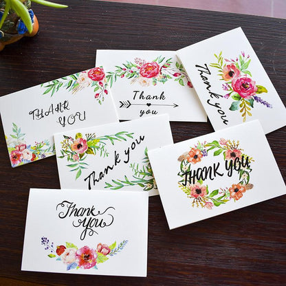 Floral Thank You Cards With Envelopes 48 Bulk 4 X 6 Inch for Wedding Baby Shower - Lasercutwraps Shop