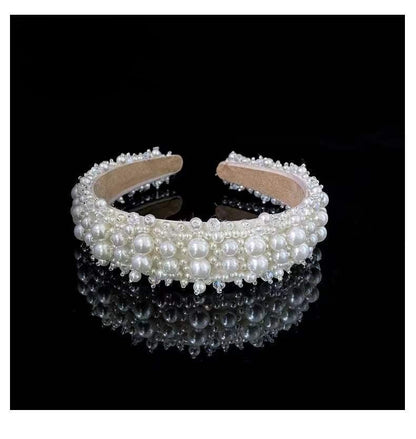 White Elegant Velvet Pearl Wedding Headband - Lasercutwraps Shop