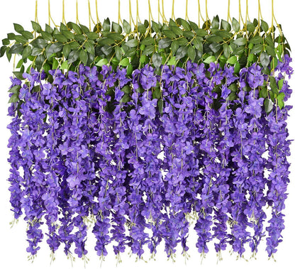 Artificial Fake Wisteria Vine Ratta Hanging Garland Silk Flowers String Home Party Wedding Decor - Lasercutwraps Shop