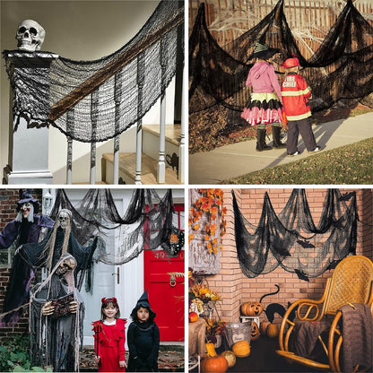 Halloween Creepy Cloth 80 x 200 in, Scary Gauze Doorways Spooky Giant Tapestry for Halloween Party Supplies Decorations - Lasercutwraps Shop