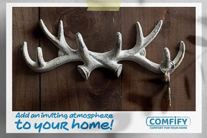 Vintage Cast Iron Deer Antlers Wall Mounted Hooks - Lasercutwraps Shop