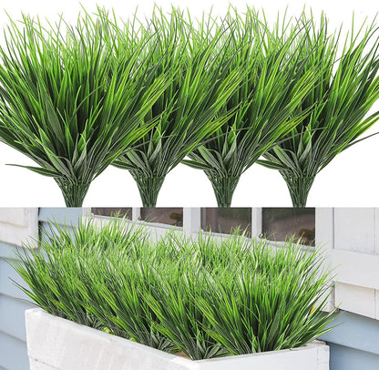 plastic patio plants 14pcs Artificial Plants Outdoor, UV Resistant Fake Grass Outdoor Plant – Lasercutwraps Shop