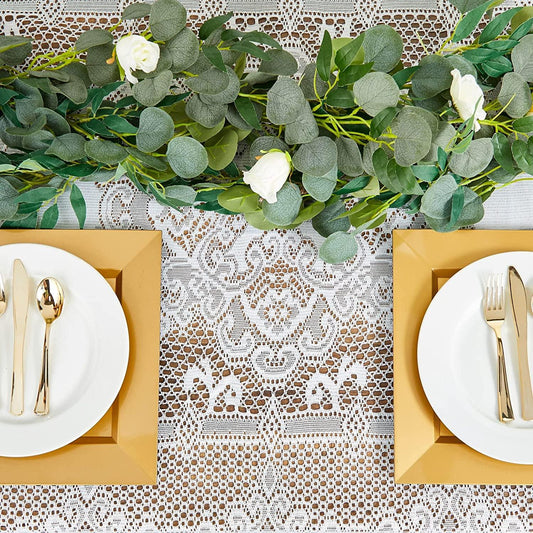 White Lace Tablecloth for Rectangular Tables, Vintage Style for Formal Dining, Dinner Parties, Wedding, Baby Shower (60 x 97 in) - Lasercutwraps Shop