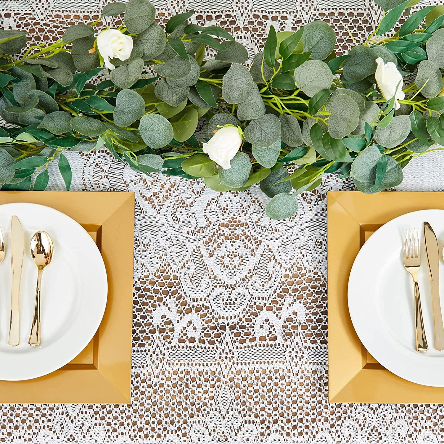 White Lace Tablecloth for Rectangular Tables, Vintage Style for Formal Dining, Dinner Parties, Wedding, Baby Shower (54 x 72 in) - Lasercutwraps Shop