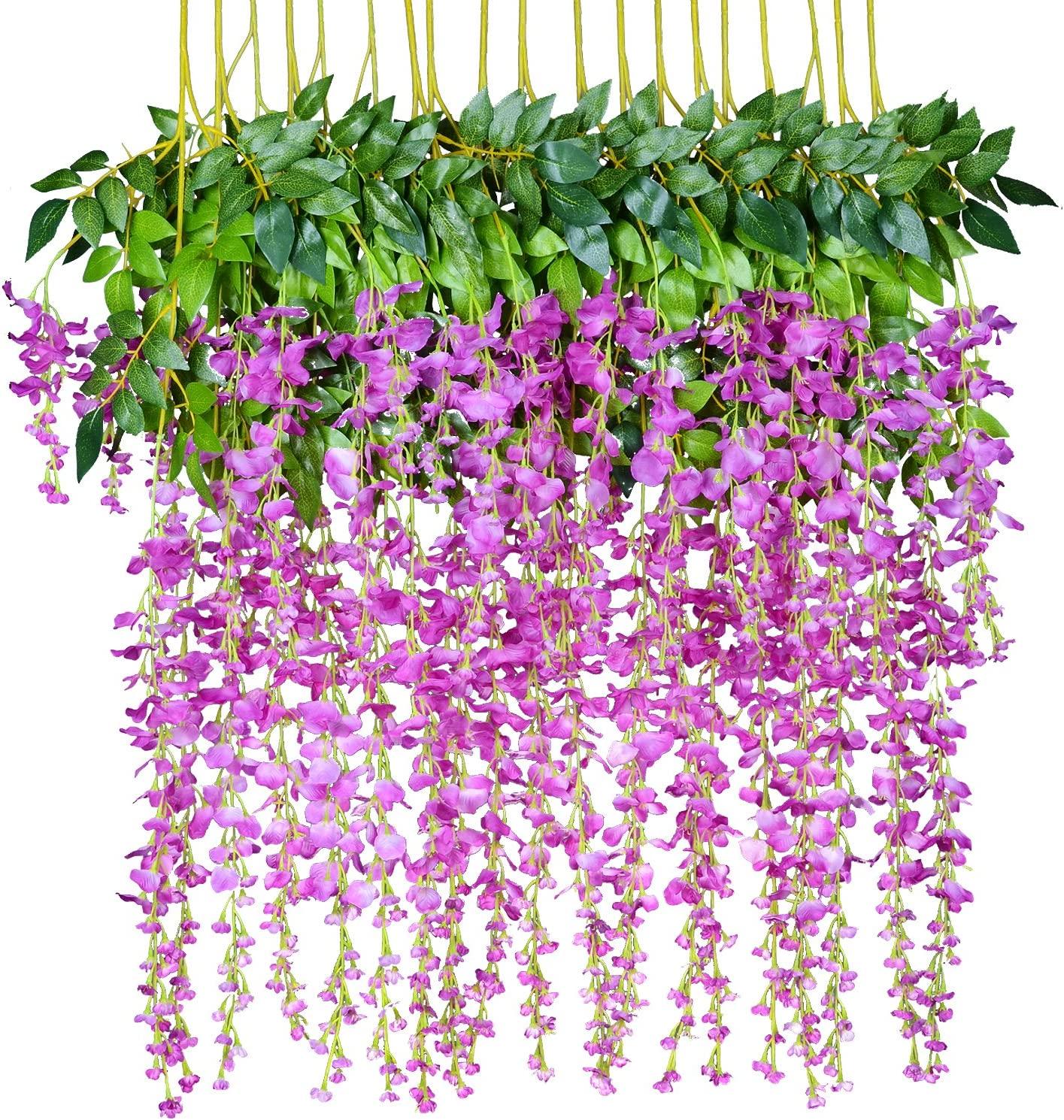 12 Pack 1 Piece 3.6 Feet Artificial Fake Wisteria Vine Ratta Hanging Garland Silk Flowers String Home Party Wedding Decor - Lasercutwraps Shop